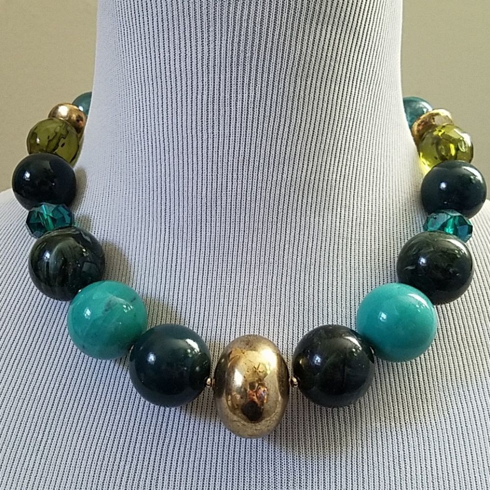 Chunky bauble gumball necklace teal